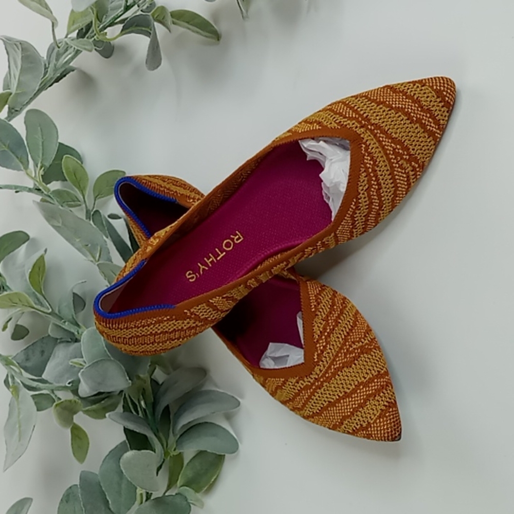 NWOT Rothy's "The Point" Pointed Toe Flats Golden Zebra Women's Size 9